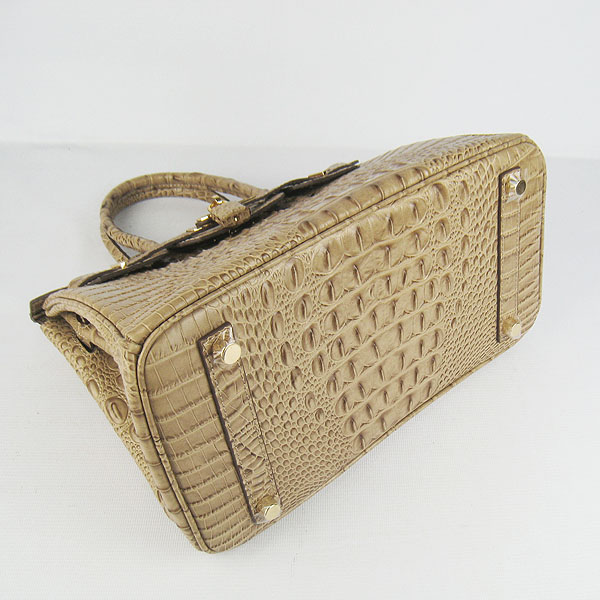 Replica Hermes Birkin 30CM Crocodile Head Veins Bag Apricot 6088 On Sale